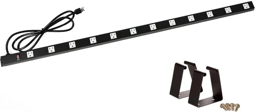 Vista 9 de OT3093 - Cable de alimentación de 9 tomacorrientes de 3 pies de 3 pies, protector de sobretensiones de metal resistente con piezas de montaje, tapas