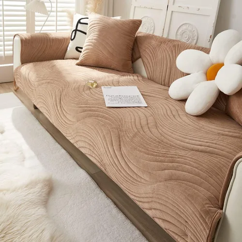Vista 16 de vctops Funda gruesa de terciopelo para sofá de felpa geométrica, acolchada con patrón geométrico, funda para sofá modular, funda suave