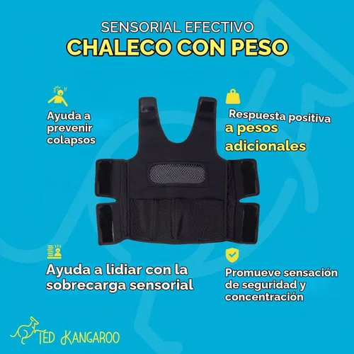 Vista 4 de Ted Kangaroo Chaleco con peso para niños, chaleco de compresión sensorial para comodidad de presión profunda (azul)