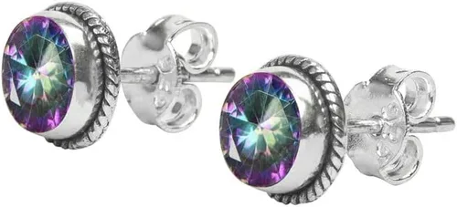 Vista 17 de Pendientes de tuerca con gemas, plata de ley 925, aretes de 6 mm redondos para niñas y mujeres, regalo
