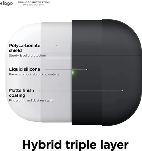 Vista 3 de elago Liquid Hybrid - Funda para AirPods Pro 2 con cordón, compatible con AirPods Pro de 2ª generación, protección de triple capa, resistente al