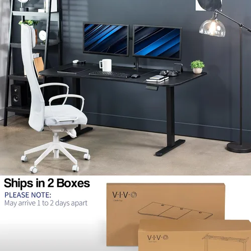 Vista 5 de VIVO DESK-KIT-E2B1B - Escritorio eléctrico de pie con motor doble, ajuste de altura de memoria, serie E2B, marco negro superior negro, DESK-KIT-E2B1B