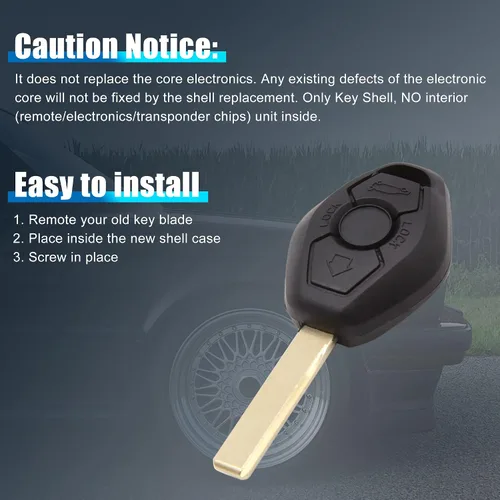 Vista 3 de X AUTOHAUX 2 unids 3 botones sin cortar insertar llavero caso control remoto carcasa carcasa reemplazo para BMW 1 3 5 6 7 Series E38 E39 E46 E60 E61