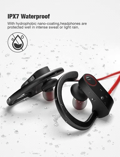 Vista 3 de Auriculares Otium con Bluetooth, auriculares inalámbricos IPX7 impermeables para deportes con micrófono, estéreo HD, resistentes al sudor, para uso