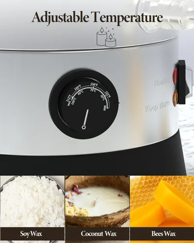 Vista 3 de Derretidor de cera para hacer velas, [12.7 cuartos de galón] derretidor eléctrico de cera de vela de gran capacidad con control de temperatura