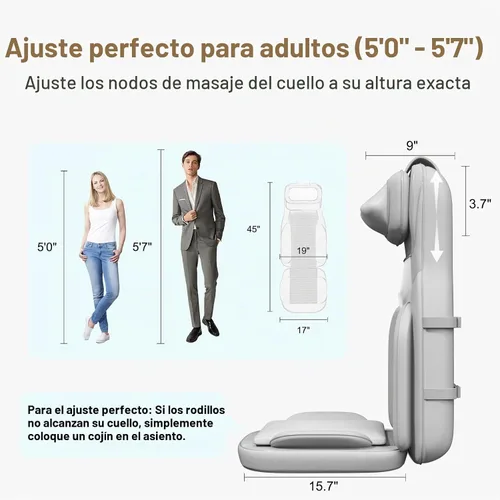 Vista 6 de Rainwolf Shiatsu Neck and Back Massage Cushion with Heat - 4D Deep Tissue Kneading Full-Back Massager for Relief Stress, Adjustable Intensity & Gris