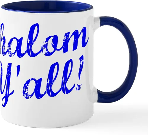 Vista 11 de CafePress Shalom, Y'all! Taza de café de cerámica de 11 oz (11.0 fl oz)