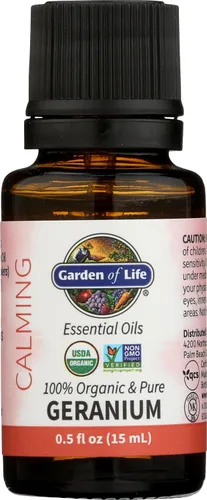Vista 3 de Garden of Life - Aceite esencial de geranio 100% puro para difusor, aromaterapia, meditación, relajación y calma, USDA orgánico, sin OMG, 0.5 onzas