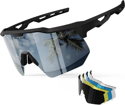 Vista 14 de HAAYOT Gafas de sol deportivas polarizadas para hombres y mujeres, jóvenes, béisbol, ciclismo, correr, softbol, ciclismo, 5 lentes
