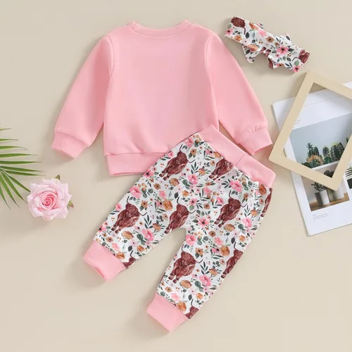 Vista 3 de Conjunto de 3 piezas con estampado de Darlin para bebé y niña pequeña