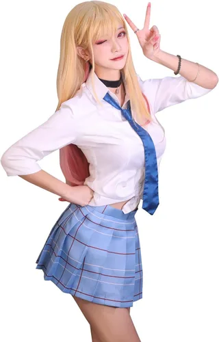 Vista 3 de Disfraz de cosplay de Marin Kitagawa, camisa de anime japonés, vestido de uniforme de niña