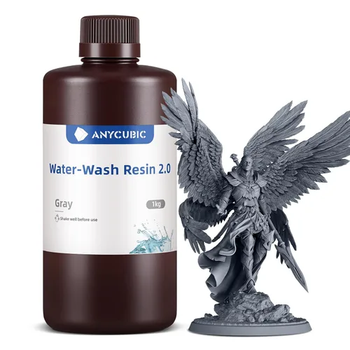 Vista 29 de ANYCUBIC Resina de impresora 3D lavable al agua 2.0, resina 3D de alta precisión de 405 nm, resina de fotopolímero de baja contracción para Gris