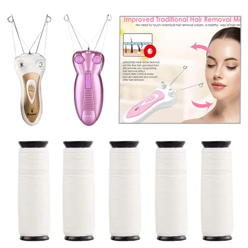 Vista 2 de Removedor de vello facial corporal eléctrico Surface Device Defeatherer Dispositivo con hilo de algodón depiladora recargable para señoras