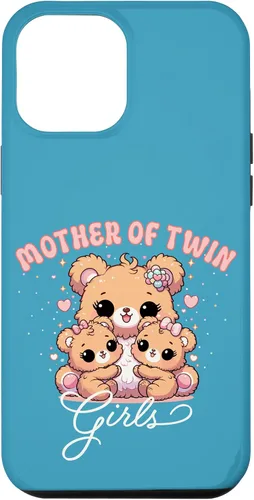 Vista 6 de iPhone 15 Mother of Twin Girls Adorable Kawaii Mama Bear and Daughters Case