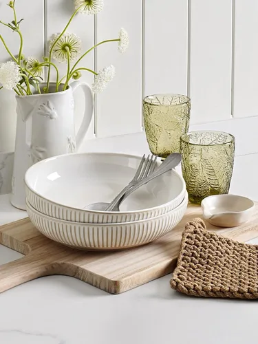 Vista 7 de LE TAUCI Tazones para pasta de 46 onzas, ensaladera grande, cuenco de cerámica en relieve de cerámica para servir frutas, fideos, cena, regalo