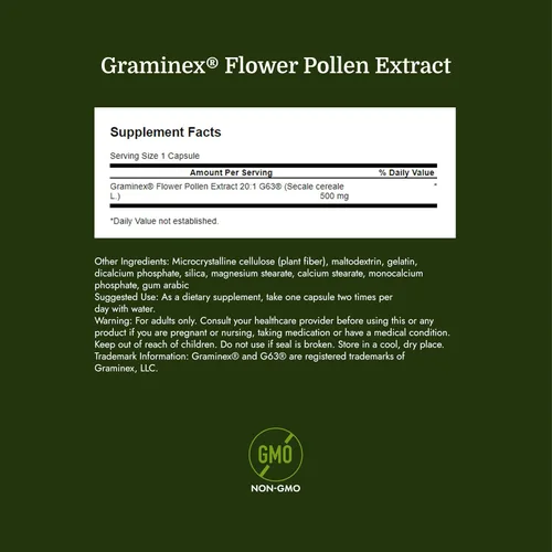 Vista 4 de Swanson Graminex Extracto de polen de flores, suplemento de salud masculina para apoyar la salud de próstata, riñón, vejiga y tracto urinario* - Sin