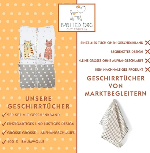 Vista 6 de SPOTTED DOG GIFT COMPANY Juego de 2 toallas de cocina para gatos, 100% algodón absorbente, para secar platos, accesorios de cocina con temática