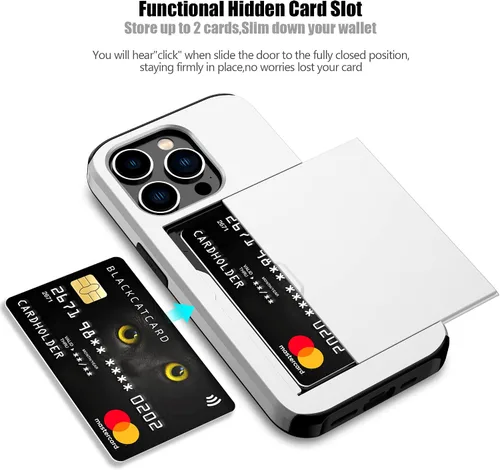 Vista 94 de Nvollnoe - Funda para iPhone 14 con tarjetero [tienda de 5 tarjetas] Negro - Almacenamiento más grande