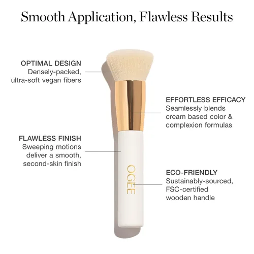 Vista 7 de Ogee Bronze & Blend Duo - Juego de brochas esculpidas en cobre y licuadora, bronceador orgánico certificado y brocha de maquillaje de calidad
