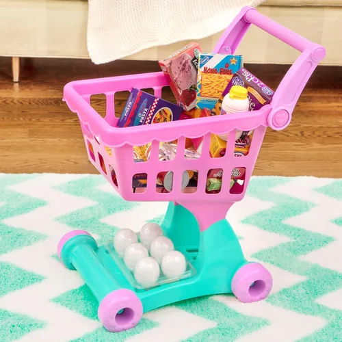 Vista 3 de Battat Carrito de compras y juego de comestibles para niños - Comida de juguete - Cocina de juego - Juego de simulación - Más de 3 años