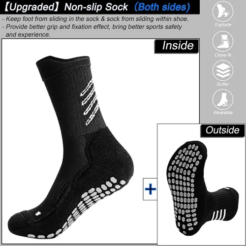 Vista 3 de GOGOGOAL Calcetines de fútbol antideslizantes con agarre para hombres y mujeres, calcetines de entrenamiento atléticos antideslizantes, para rugby