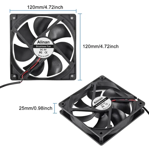 Vista 2 de Alinan 4pcs 4.724x4.724x0.984 in 5V Ventilador USB 2000RPM 66.3CFM 31.5dBA Computadora y Electrónica Ventilador de Refrigeración