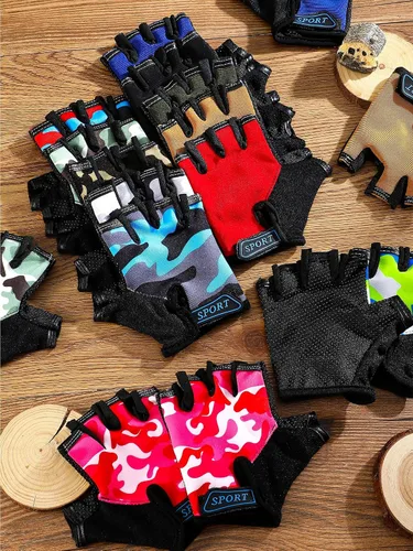 Vista 7 de Geyoga 12 pares de guantes de ciclismo antideslizantes de gel para niños, guantes de ciclismo para niños de verano, para montar al aire libre, 5-8