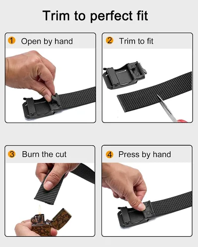 Vista 8 de EZL Men's Ratchet Tactical Belt, 1.5" Nylon Web Work Belt with Automatic Slide Buckle, Adjustable Trim to Fit