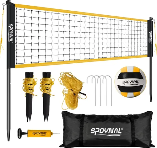 Vista 10 de SPOYNAL Red de voleibol portátil para patio trasero y playa, juego de voleibol al aire libre de 20 pies/32 pies con altura ajustable