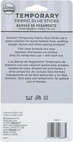 Vista 2 de Aleene's Barras de pegamento temporales para tela sin coser, paquete de 2 unidades de .28 onzas