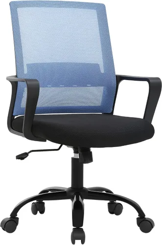 Vista 10 de PayLessHere Silla de oficina para computadora, silla ergonómica de malla, respaldo medio, silla giratoria para oficina en casa, silla de escritorio