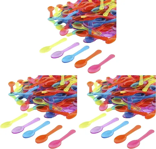 Vista 6 de Gmark - Juego de 100 cucharas de plástico extra resistentes, de 3 pulgadas, color negro, transparente, mejor para chocolate, café, helado, postre