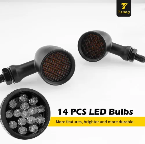 Vista 4 de TSUNG - Luz de señal direccional LED tipo bala para motocicleta, indicador pequeño, intermitente universal para la parte delantera y trasera