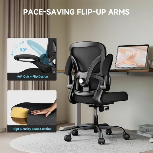 Vista 6 de Silla de oficina de malla, silla de escritorio ergonómica de 330 libras con soporte lumbar ajustable, sillas de computadora ejecutivas para oficina
