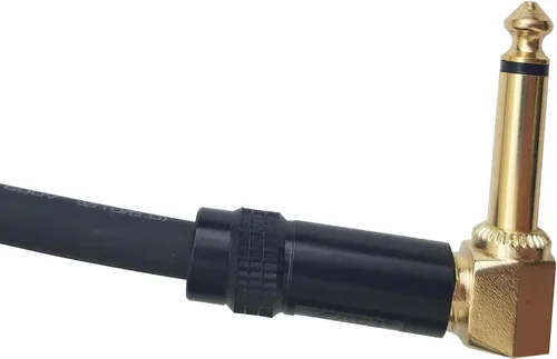 Vista 3 de Audio2000'S E27112P2 - Paquete de dos cables de 12 pies chapados en oro de 1/4 pulgadas TS en ángulo recto a 1/4 pulgadas TS en ángulo recto chapado