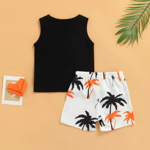Vista 8 de Conjunto de pantalones cortos para niños pequeños, camiseta estampada junto al mar, 2 piezas, ropa de verano