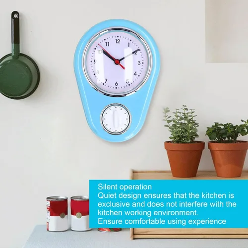 Vista 3 de Reloj de pared de 9 pulgadas, temporizador de cocina retro, temporizador de pared de cuenta regresiva de pared, reloj de pared de cocina, mini reloj