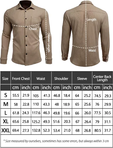 Vista 6 de COOFANDY Men's Corduroy Shirt Casual Shacket Long Sleeve Button Down Lightweight Jacket