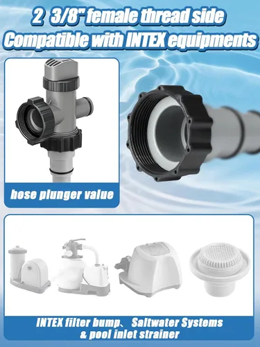 Vista 3 de PAMASE Adaptador de manguera de piscina A - Conector de conversión para mangueras de 1.5 y 1.25 pulgadas con juntas de abrazadera, piezas