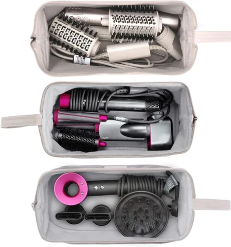 Vista 2 de BUBM - Funda de viaje para Dyson Airwrap/Shark Flexstyle, gris claro Portable Carrying Case, For Dyson Supersonic Hair Dryer, Waterproof