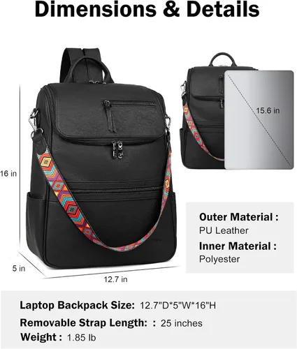Vista 7 de Bolsos cruzados para mujer y mochila para laptop Colección Negro
