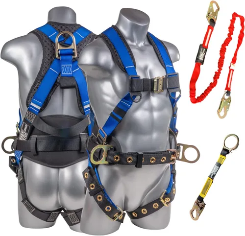 Vista 12 de Palmer Safety Arnés de seguridad de protección contra caídas Hammerhead Series Kit de seguridad I Arnés Premium + Cordón + Kit de extensor de anillo