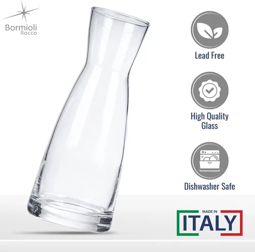 Vista 3 de Bormioli Rocco Ypsilon - Juego de 2 jarras de vidrio transparente de 18.5 onzas para servir agua, vino y bebidas, vasos modernos para mesa, comedor