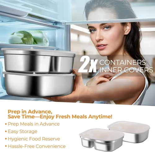 Vista 3 de Annie & Mia Design Lonchera eléctrica portátil de 50 onzas para adultos, calentador de alimentos portátil de doble contenedor, lonchera calentada