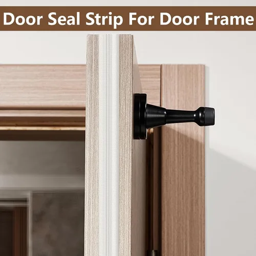 Vista 5 de moonoom Sello de cuña de 235 pulgadas, tiras aislantes autoadhesivas para ventanas y puertas, cinta selladora de huecos de espuma sintética