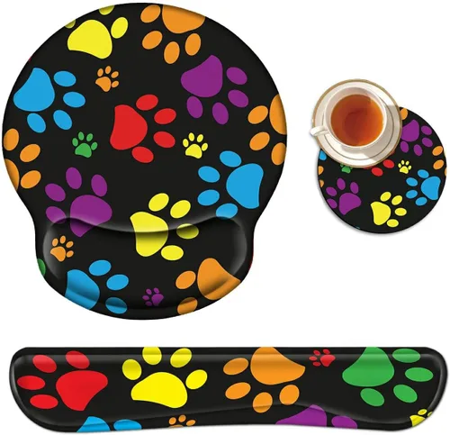Vista 12 de Reposamuñecas para teclado de computadora y alfombrilla de mouse con gel de soporte de muñeca, alfombrilla de mouse ergonómica de mariposa azul