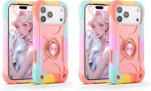 Vista 13 de MARKILL Funda compatible con iPhone Air de 6.5 pulgadas 2025 con soporte de anillo giratorio de 360 grados, protección contra caídas de grado