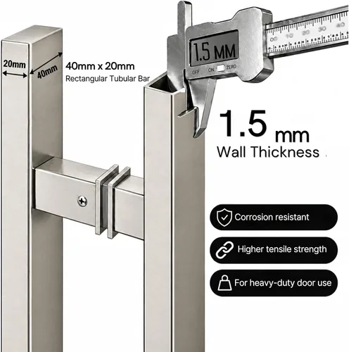 Vista 7 de Prima Decorative - Tirador de puerta de entrada, manija rectangular en forma de H de 72 pulgadas, acero inoxidable 304, satinado