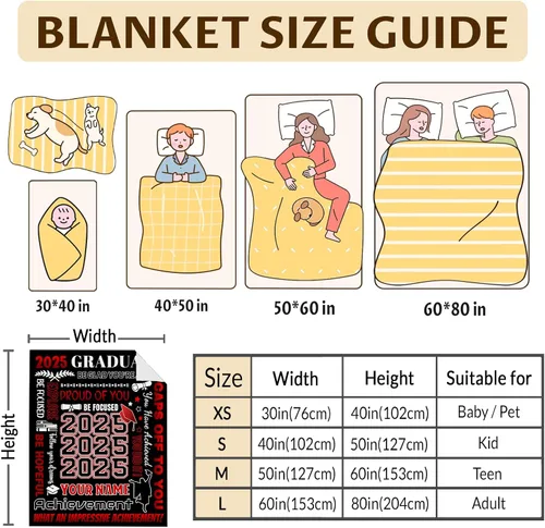 Vista 4 de Mantas personalizadas para clase de 2024 con nombre, manta de forro polar de 30 x 40 pulgadas para niños, regalos de graduación suaves y acogedores