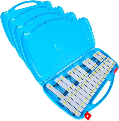Vista 10 de EASTROCK 25 Notas Xilófono profesional Glockenspiel con caja Stick Negro Aluminum Alloy Piano Keys ABS Hard Storage Box Percussion Instrument Kit